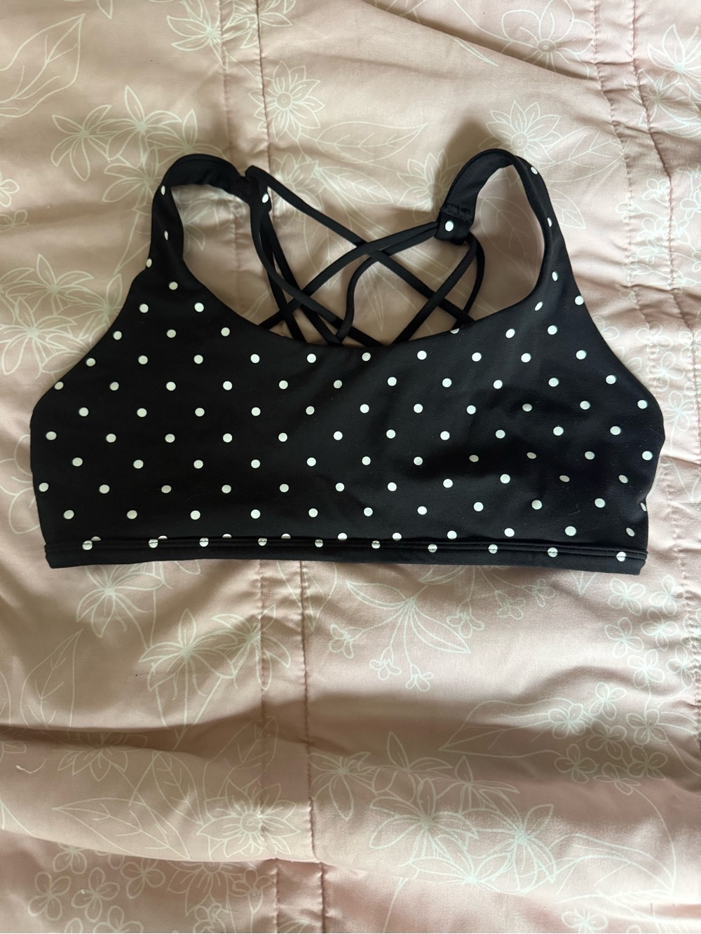 Polka Dot Strappy Sports Bralette - Black/White